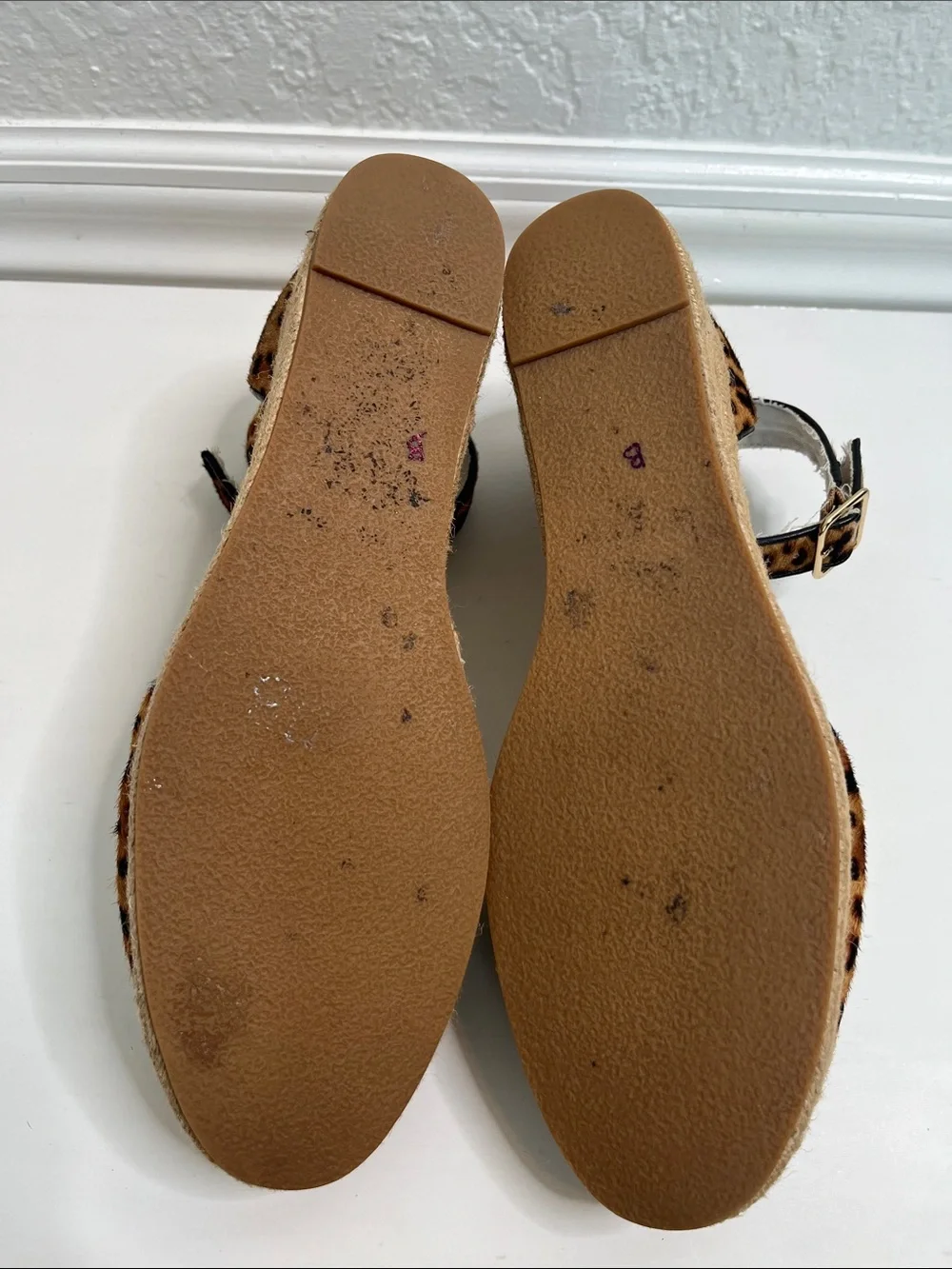Jack Rogers Palmer Leopard Calf Hair Wedge Espadrilles Sz 9.5